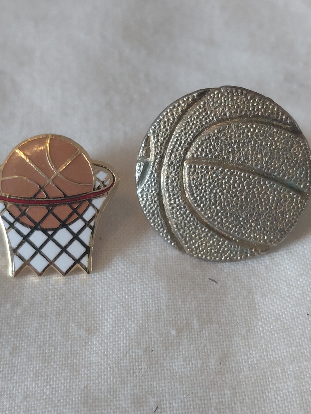 Unbranded Men's Basketball Enamel & Metal Lapel Pin Set - Orange and Silver